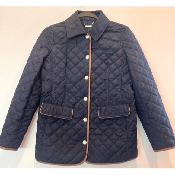 Chico’s Women’s Quilted Lightweight Navy Blue Jacket Size 0 4/6 Small Preppy - Picture 1 of 14